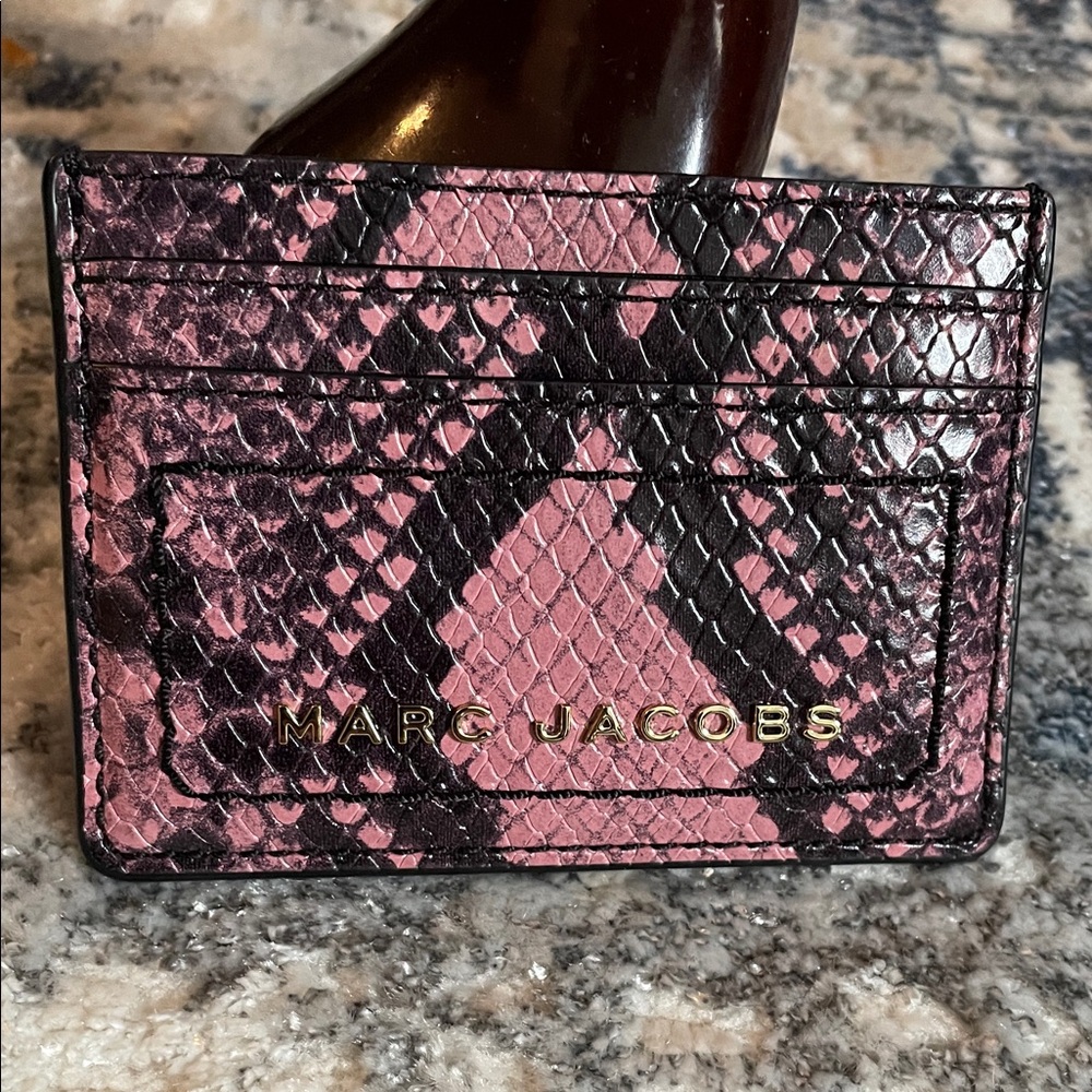 Marc Jacobs Pink and Black Snakeskin Card Holder nwot